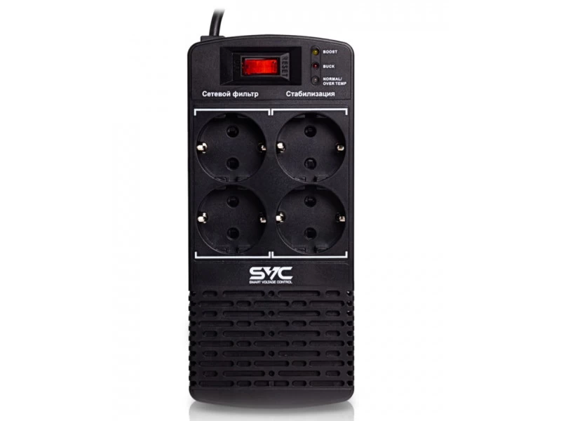Стабилизатор (AVR), SVC, AVR-600-L, Мощность 600ВА/300Вт, LED-индикаторы, Диапазон работы AVR: 174-2