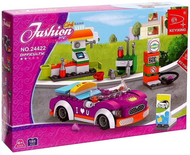 Игровой конструктор, Keyixing, 24422, Мир Чудес, Стильная заправочная станция, 2 минифигурки, 190 де