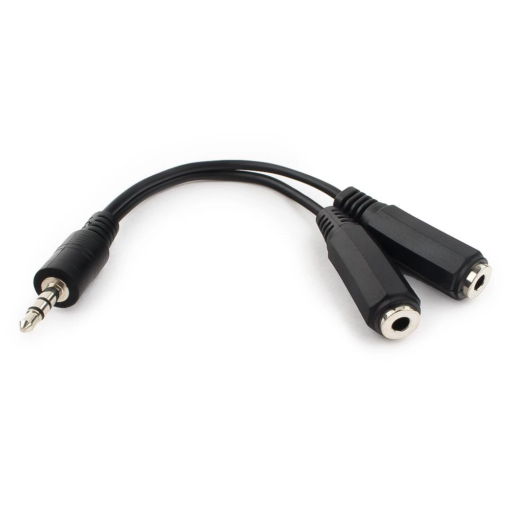 Аудиокабель Cablexpert CCA-415-0.1M, Черный ,Cable Audio, 3.5mm/m - 2x3.5mm/f, 0.1m, black