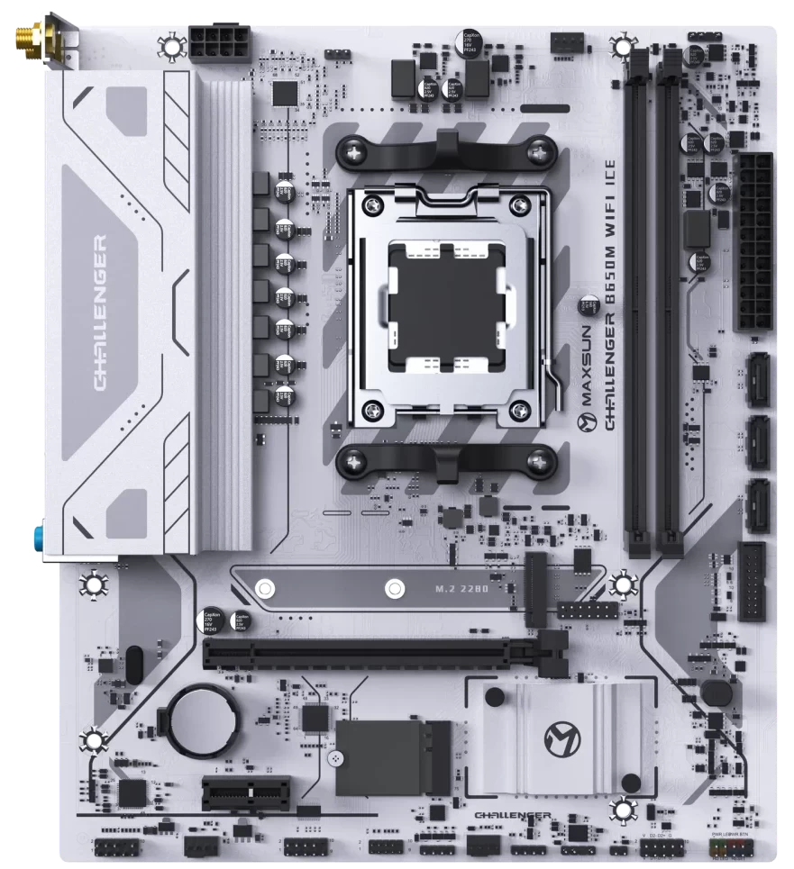Мат,палат AMD MaxSun Challenger B650M WIFI ICE, AM5, 2xDDR5, PCIe4.0, HDMI+VGA, M.2, mATX