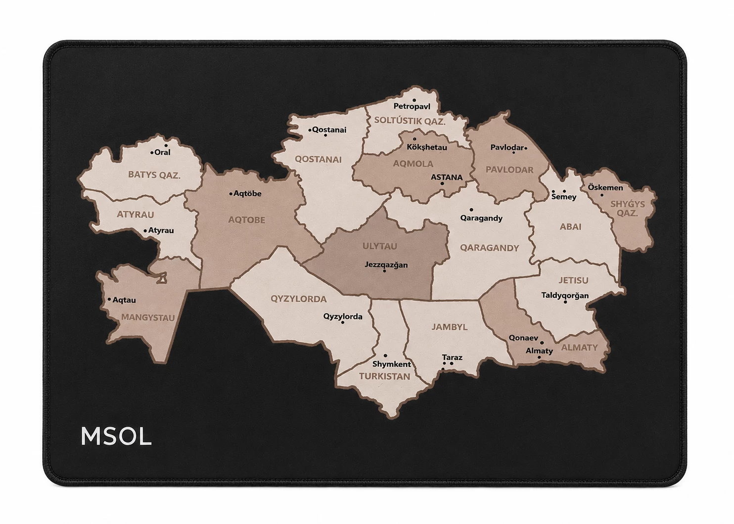 Коврик для мыши _ 20*28*0.2см 4K `Map_KZ`, оверлок, OPP пакет