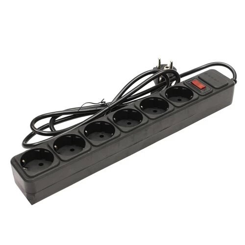 Сетевой фильтр SMART SM-06B-5M <XH-ED06K-5M, черный, 10А, выключатель, 6роз, 5м, евро розетка>