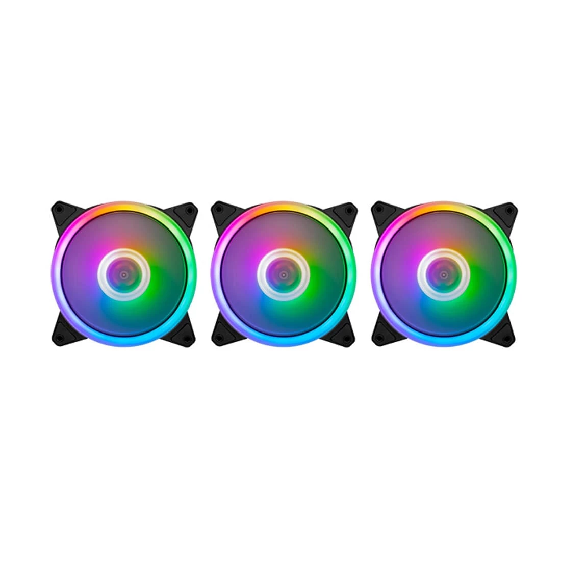 Комплект кулеров для кейса, 1STPLAYER, FIREMOON M1-D-W COMBO, 3х120мм RGB, 27.8 dB(A), RGB , 1200 об/мин, 48.3 CFM, 6-pin, 120*120*25 мм, Белый