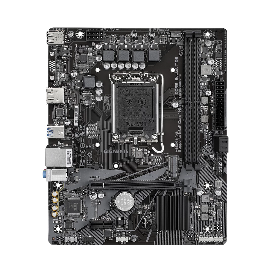 Мат.плата Gigabyte H610M K V2, LGA1700, iH610, 2xDDR5 5600/5200/4800/4400, 2xSATA3, 1xM.2 (PCI-E 3.0x4/x2), 1xHDMI, 1xDP, 1xPCI-Ex16, 1xPCI-Ex1, mATX