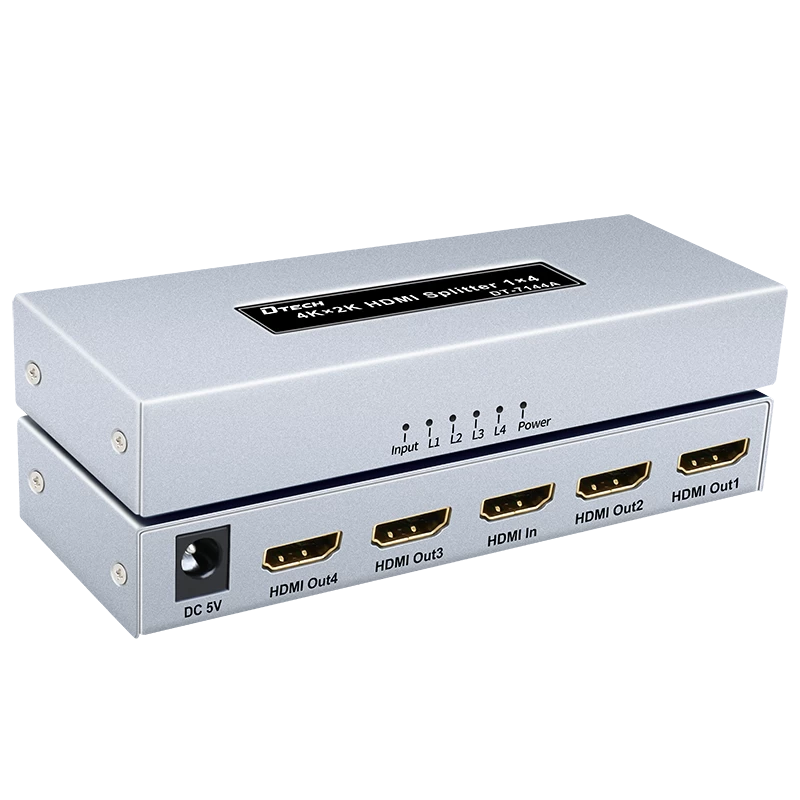 Сплиттер, HDMI splitter `Dtech` DT-7144A 4K, 4-порта, 3D, 340МГц