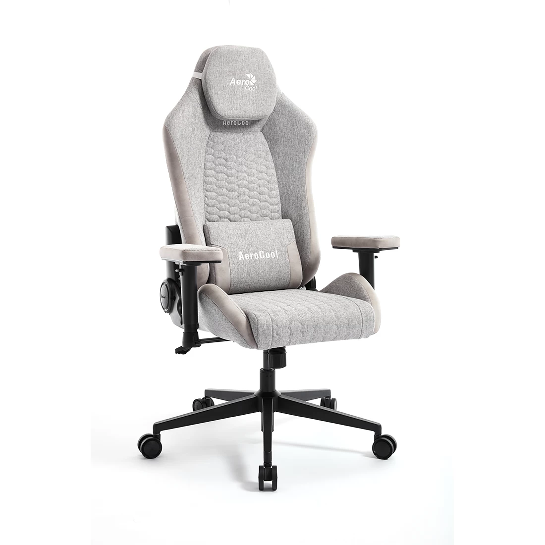 Игровое компьютерное кресло, Aerocool, CROWN Loft Light Grey, Тканевая поверхность AeroWeave с карбоновым рисунком, (Ш)65*(Г)70*(В)122 (132) см, Серый