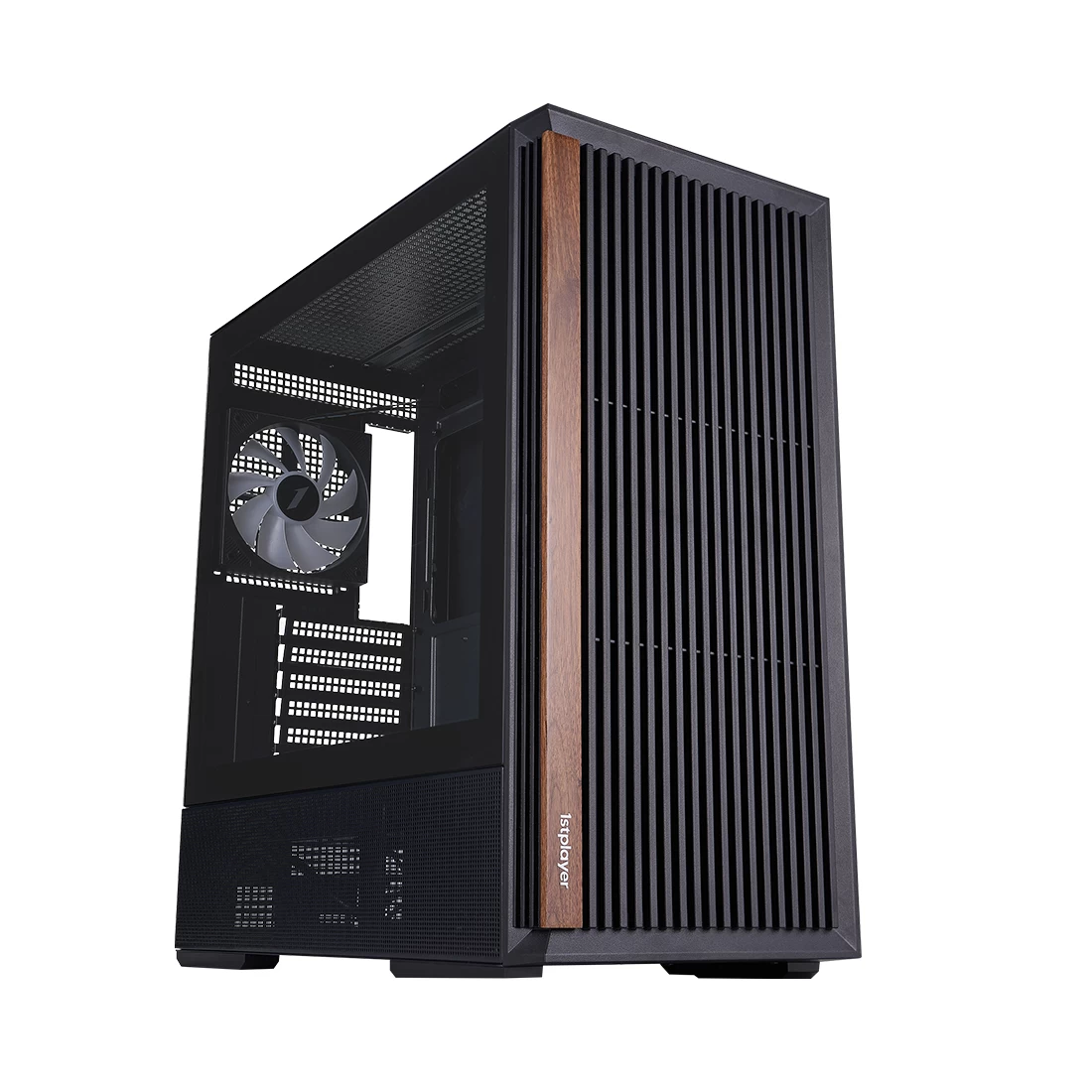 Корпус 1STPLAYER, WD7 Black, WD7-BK-4FA7-2FA7R, ATX/Micro-ATX, 2*3.5"/2*2.5", Высота кулера до 165 мм, Длина VGA до 315 мм, 365×210×452 мм, Без Б/П, Ч