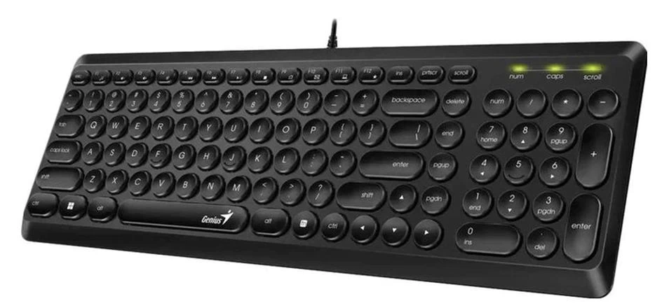 Клавиатура, Genius, Slimstar Q200, USB, Длина кабеля150 см, Рус/Англ, Черный