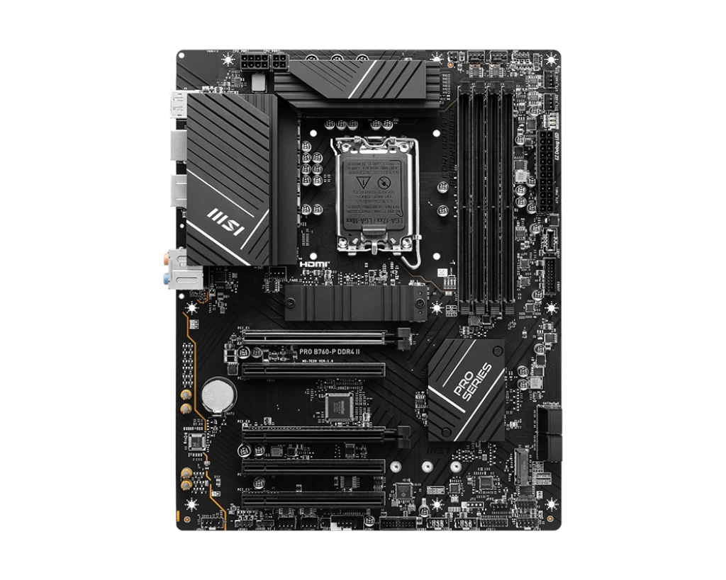 Мат.плата MSI PRO B760-P DDR4 II LGA1700 4xDDR4 4xSATA3 RAID 2xM.2 HDMI DP ATX
