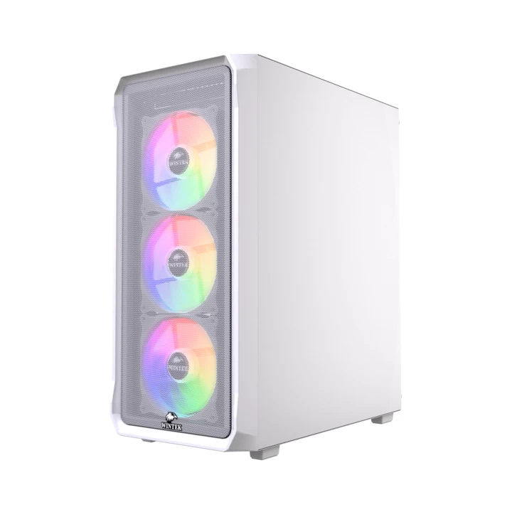 Корпус Wintek Tornado Pro PS195-W-M TG, ATX, USB 2*3.0/1*2.0, HD+Mic, 0,5mm, 4*12cm ARGB, White