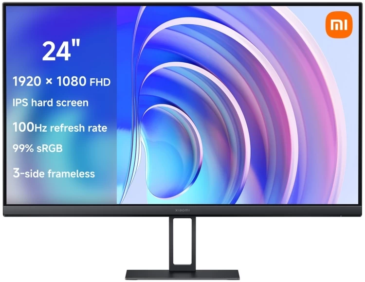 Монитор 23,8" Xiaomi, A24i, P24FBA-RAGL, 23.8", 1920x1080, IPS, 100 Гц, 16:9, 250 кд/м2, 1000:1, 6 мс, 178/178, 16.7 млн., DP*1, HDMI*1, VESA 75*75 мм