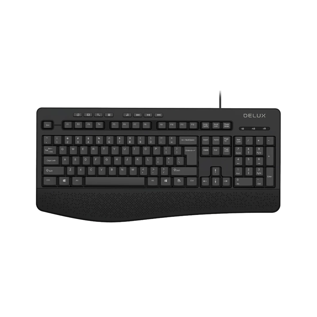 Клавиатура, Delux, DLK-6060UB, USB, Кол-во стандартных клавиш 104, 8 мультимедиа-клавиш, Размер: 446