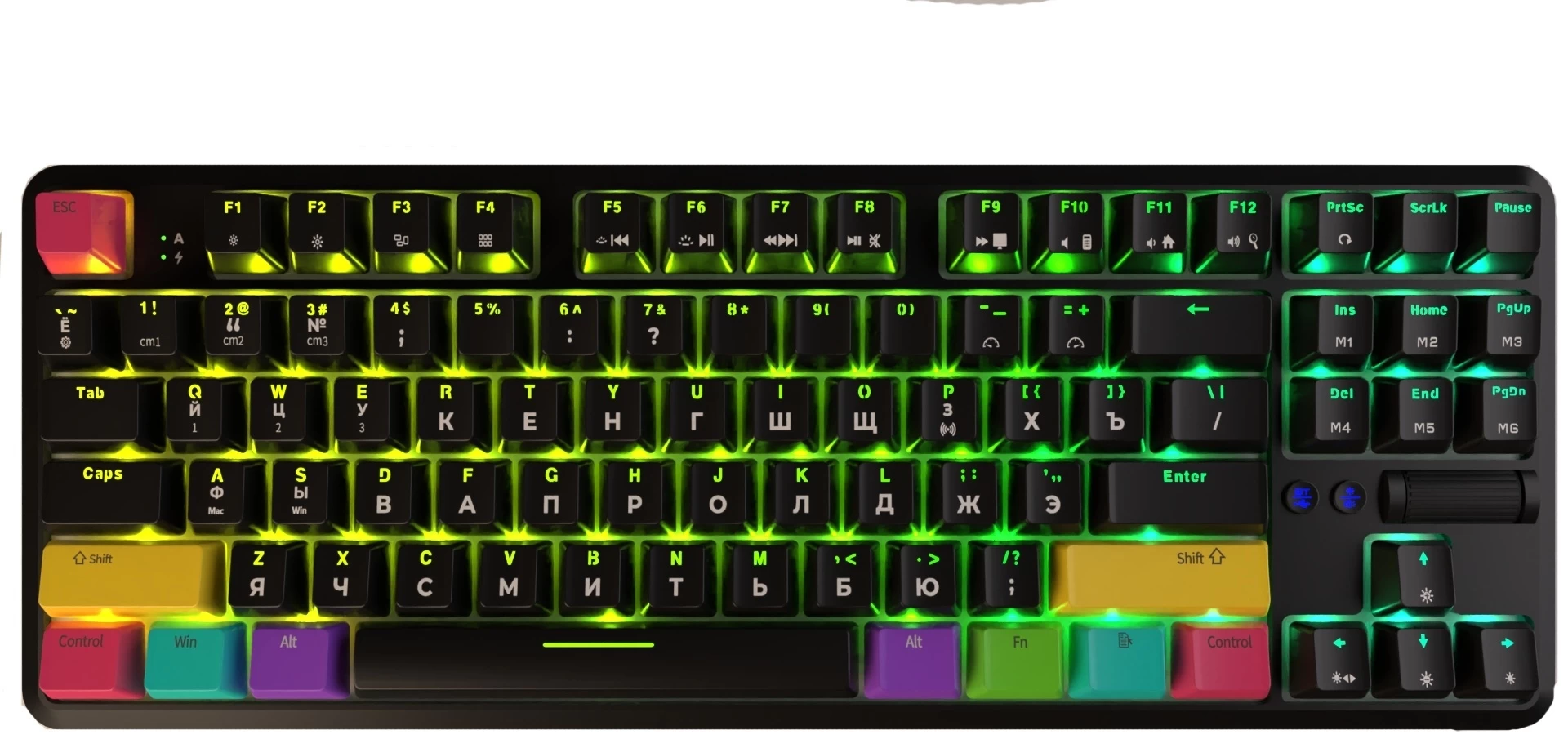 Клавиатура механика Ajazz K870t, Ru/En, чёрная (коричневый свитч)