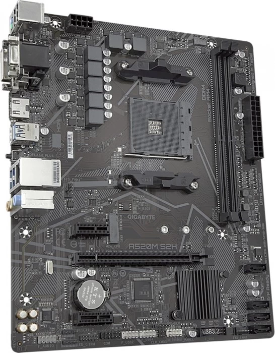 Мат.плата AMD Gigabyte A520M S2H, AM4, А520, 2xDDR4 3200, 4xSATA3, 1xM.2, 1xDVI-D, 1xHDMI, 1xD-Sub, Мат.плата AMD Gigabyte A520M S2H, AM4, А520, 2xDDR4 3200, 4xSATA3, 1xM.2, 1xDVI-D, 1xHDMI, 1xD-Sub,
