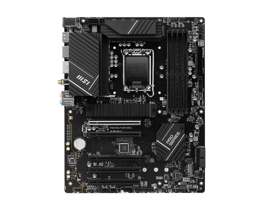 Мат.плата MSI PRO B760-P WIFI DDR4 LGA1700 4xDDR4 4xSATA3 RAID 2xM.2 HDMI DP ATX
