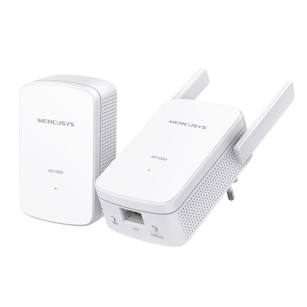 Сетевой адаптер Powerline Mercusys MP510 KIT AV1000 Комплект гигабитных Wi-Fi адаптеров Powerline, Wi-Fi 300  Мбит/с на 2.4 ГГц, 1000  Мбит/с по Power