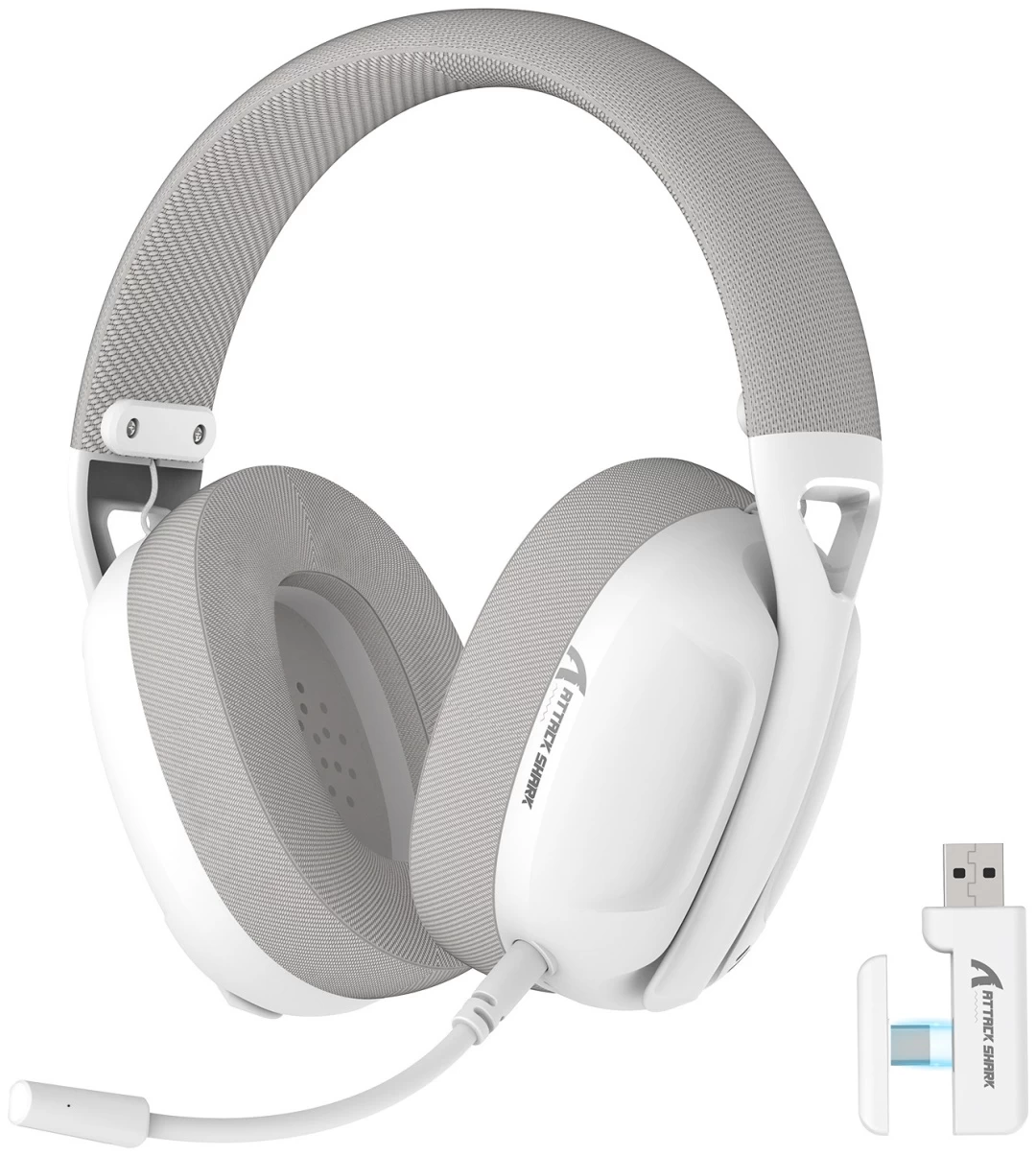 Наушники Attack Shark L80 PRO White, 2.4/BT/USB-C, 40mm Driver, 300mAh, Latency 20ms, 203g, (6972792470610)