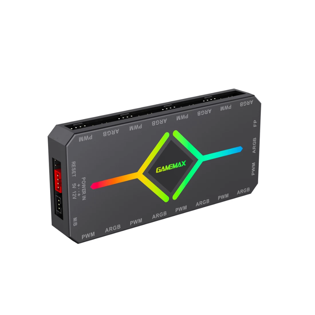 Контроллер подсветки, Gamemax, 1308-1300R0065, V4.0 ARGB+PWM HUB BK, ARGB 5V/3-pin, 9*ARGB 3pin, 1*SATA, 1*temp pwm input, 1*aura sync, Пульт, 118*55*