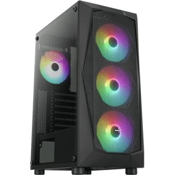 Кейс, Aerocool, Falcon-G-BK-v1, ATX/Micro ATX/Mini-ITX, USB 2*3.0/1*2.0, HD-Audio+Mic, Кулер 4*12см