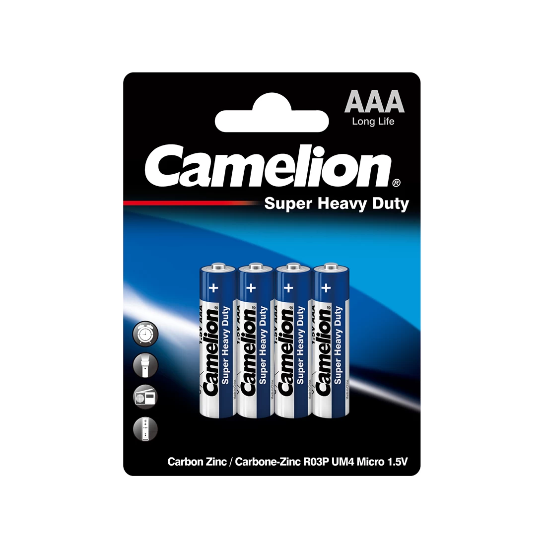 Батарейка, CAMELION, R03P-BP4B, Super Heavy Duty, AAA, 1,5V, 550mAh, 4 шт,, Блистер