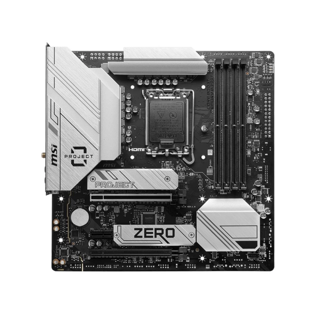 Мат.плата MSI B760M PROJECT ZERO LGA1700 B760 4xDDR5 4xSATA3 RAID 2xM.2 HDMI DP mATX