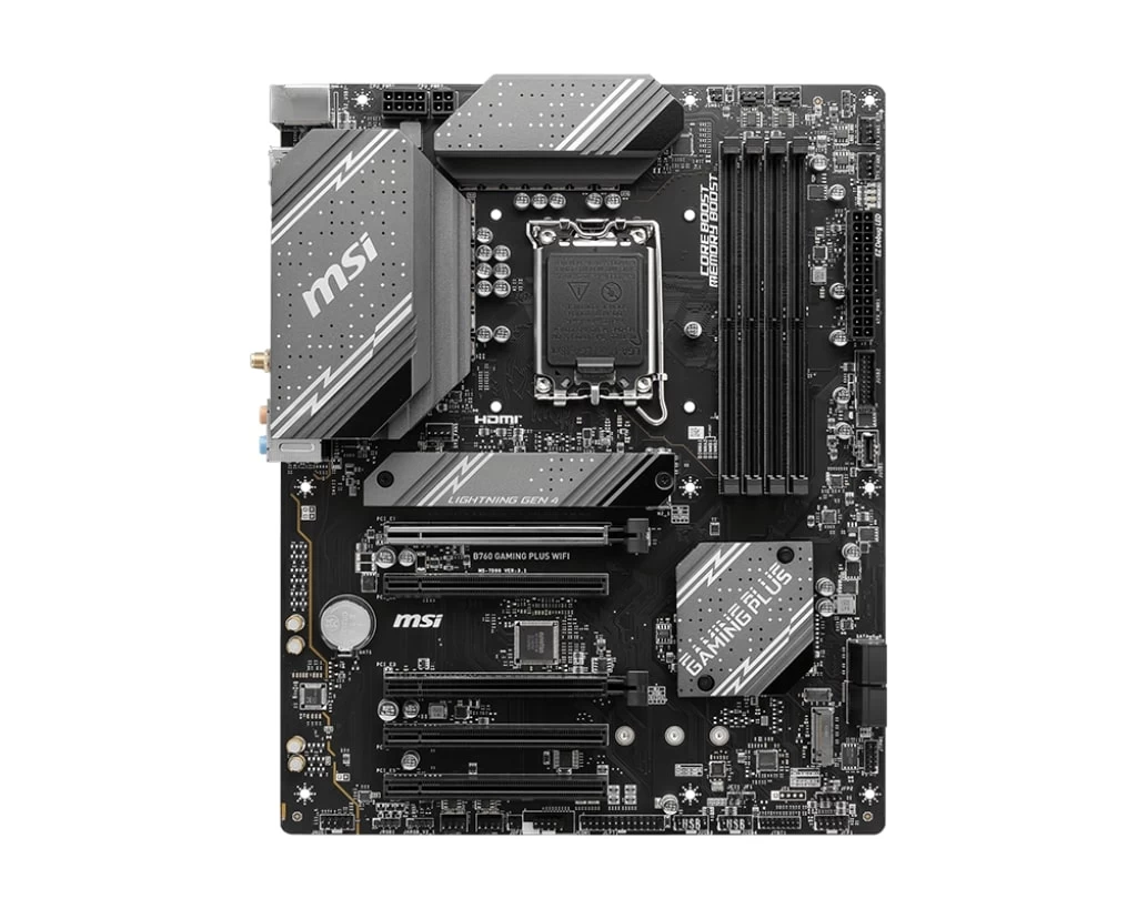 Мат.плата MSI B760 GAMING PLUS WIFI LGA1700 B760 4xDDR5 4xSATA3 RAID 2xM.2 HDMI DP ATX