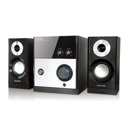 Колонки Microlab, M-880, 2.1, 40Вт(12Вт*2+16Вт), Выход 2RCA, Вход 3,5 MiniJack, Технология обработки низких частот X-Bass, Чёрный