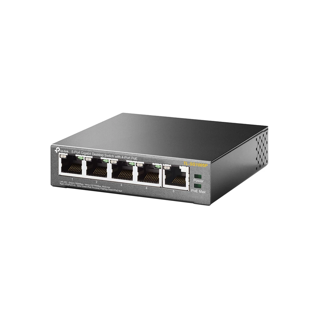 Коммутатор GbE PoE+  5-портовый Tp-Link TL-SG1005P <5 GbE портов из которых 4 порта с поддержкой PoE (Port1- Port4) IEEE 802.3af/at, power budget of 6