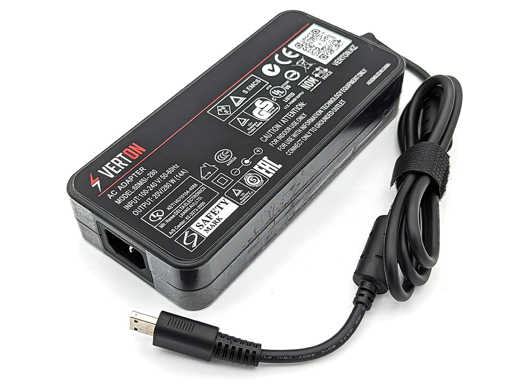 Блок питания для ноутбука MSI, 20 В/ 280 Вт (14 А), прямоугольный спец разъем 3pin, Verton 34574