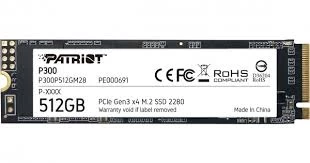 512 GB M.2 PCIe Patriot, P300 PP300P512GM28, 512 GB, M.2 NVMe PCIe 3.0x4, 1700/1200 Мб/с