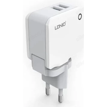 Зарядное устройство LDNIO A2203, 2.4A, 2*USB +lightning 1м