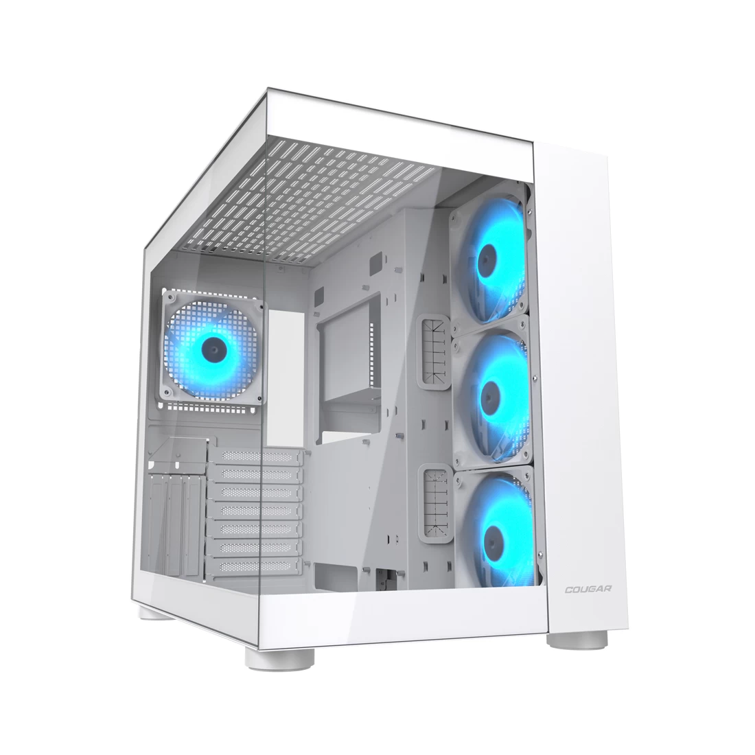 Корпус Cougar, FV150 RGB White, ATX/Micro ATX/Mini ITX, USB 1*Type C/2*3.0, 4 Pole Headset Audio, Кулер 4*12см ARGB, Высота процессорного кулера до 18