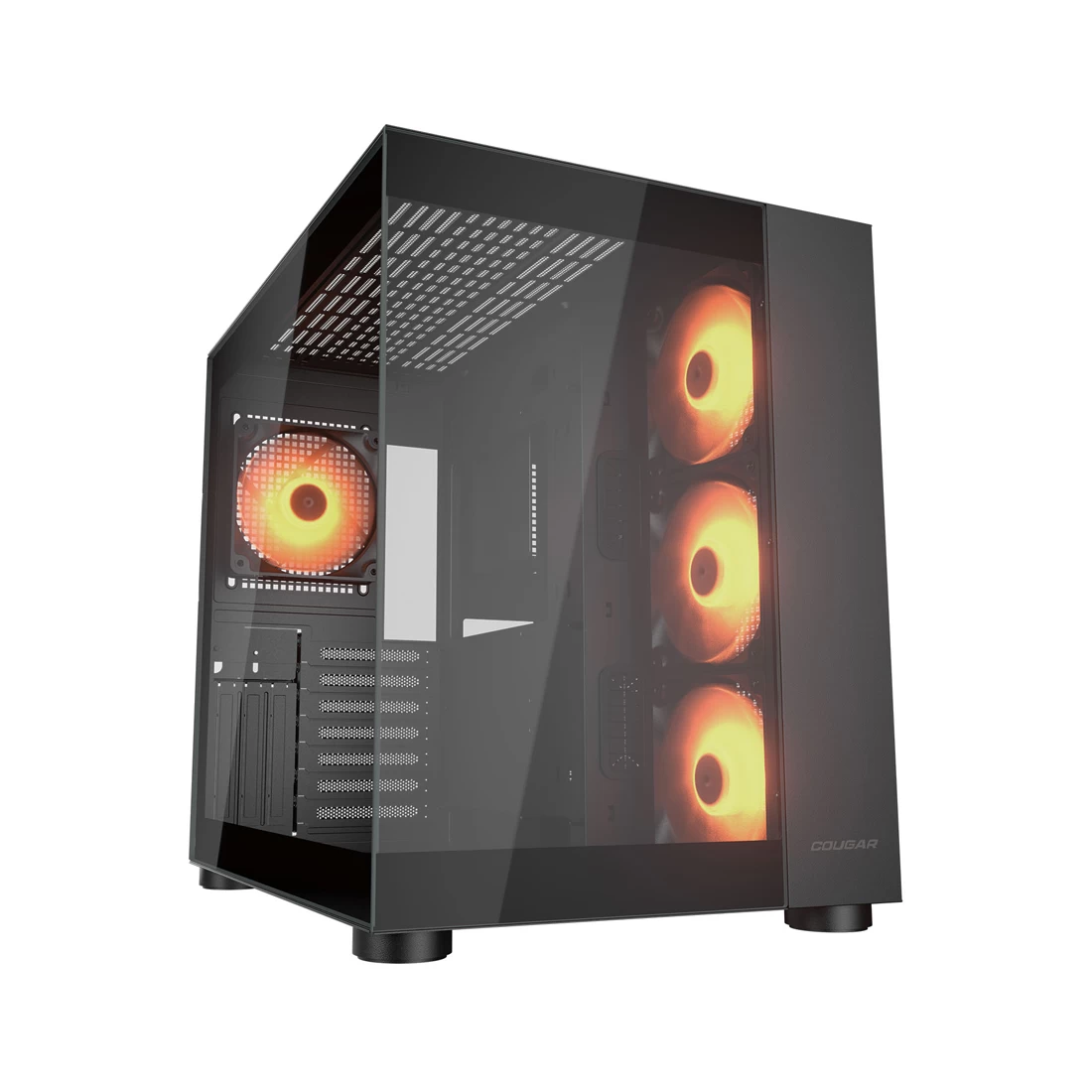 Корпус Cougar, FV150 RGB, ATX/Micro ATX/Mini ITX, USB 1*Type C/2*3.0, 4 Pole Headset Audio, Кулер 4*12см ARGB, Высота процессорного кулера до 180 мм, 
