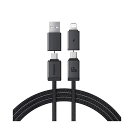 Интерфейсный кабель, Baseus, Versatile (P10383000211-00), U+C to C+L, 60W, 1m Белый