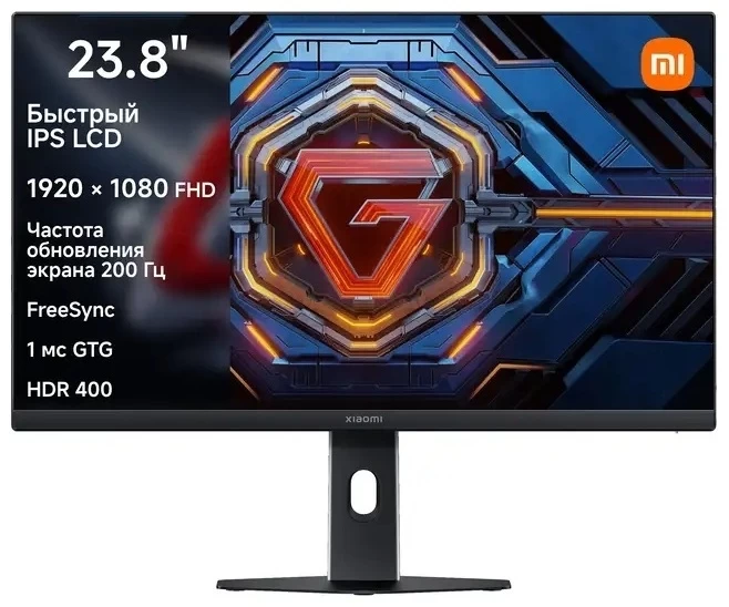 Монитор 23,8" Xiaomi, G24i 2026, P24FDA-RGGL, 23.8", 1920x1080, IPS, 200 Гц, 16:9, 400 кд/м2, 1000:1, 1 мс, 178/178, 16.7 млн., DP*1, HDMI*1, Аудиопор