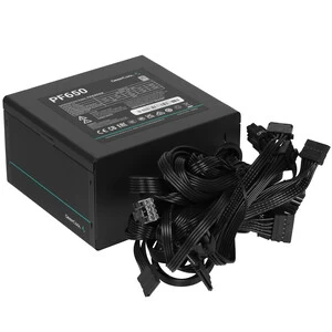 Блок питания, Deepcool, PF650 R-PF650D-HA0B-WDEU, 650W, ATX, APFC, 20+4 pin, 2*4+4pin, 6*Sata, 2*Molex, 4*PCI-E 6+2 pin, Вентилятор 12см, Кабель питан