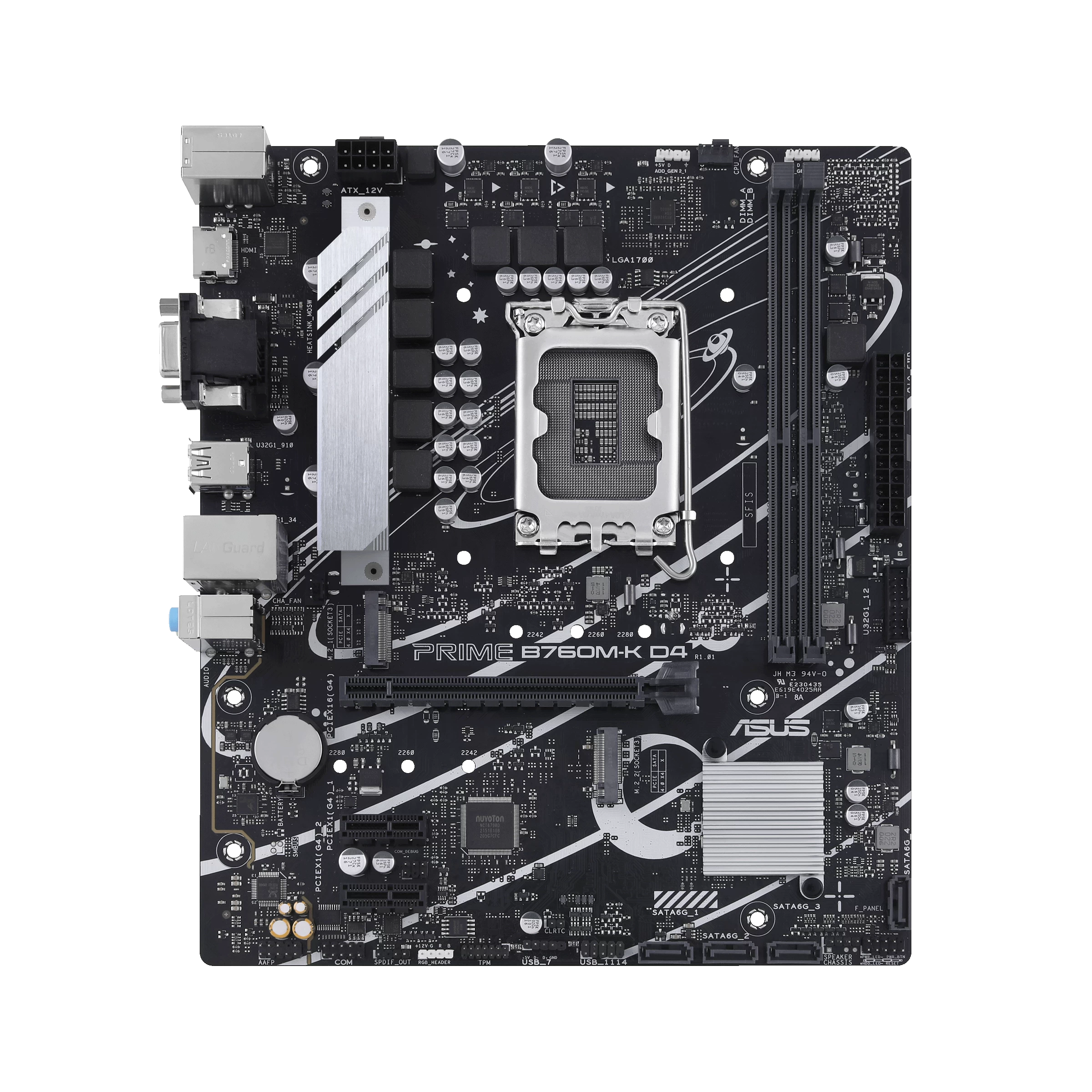 Мат.плата ASUS PRIME B760M-K D4, LGA1700 2xDDR4 4xSATA3 2xM.2 RAID VGA HDMI mATX