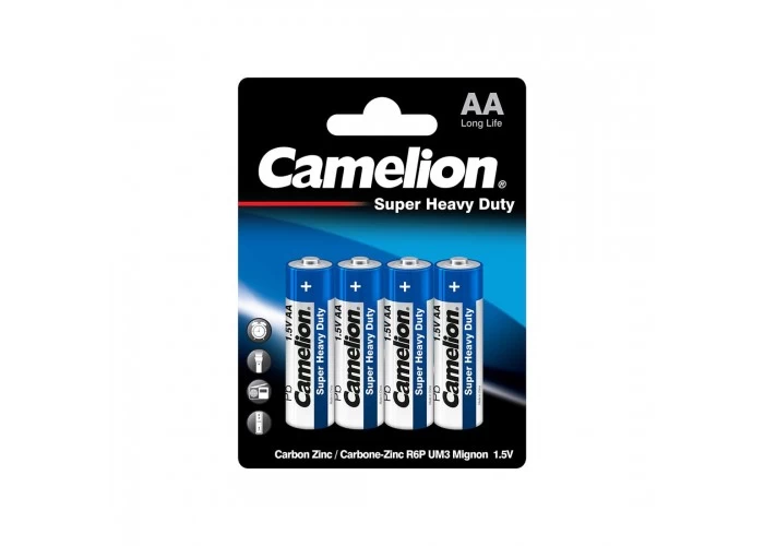 Батарейка, CAMELION, R6P-BP4B, Super Heavy Duty, AA, 1,5V, 1050mAh, 4 шт,, Блистер