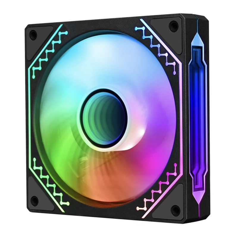 Вентилятор для корпуса Wintek I-12-B ARGB CONTRARY BLADES, 12 см, 3 pin ARGB + 4 pin PWM, Black