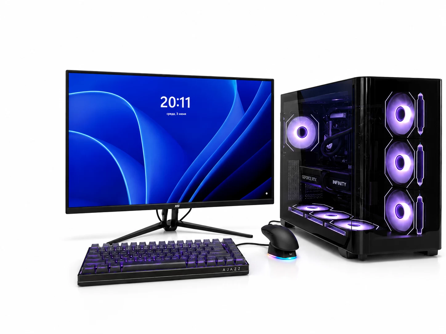ИГРОВОЙ ПК с МОНИТОРОМ i5-12400F/B760M H DDR4/Вод,охл TS1 240 W/8+8 DDR4/1 Tb NVMe/RTX5060 8 Gb/Infinity WH/700W/23.8" Xiaomi 200Hz/AK820/AJ159/AHM09