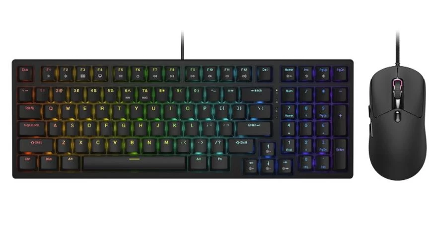 Игровой комплект клавиатура + мышь, Cougar, Combat S, Игровая, Гибридная, USB, Подсветка RGB, Оптическая мышь, 6200 DPI, Англ/Рус, Длина кабеля 1,8 ме