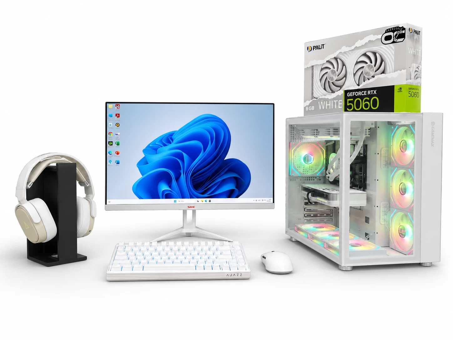 ИГРОВОЙ ПК с МОНИТОРОМ/ i5-12400F/H610M WiFi/Вод,охл TS1 240 W/8+8 DDR4/1 Tb NVMe/RTX5060 8 Gb/Infinity WH/750W/23.8" Sanc 200Hz/AK820/AJ159/AHM09