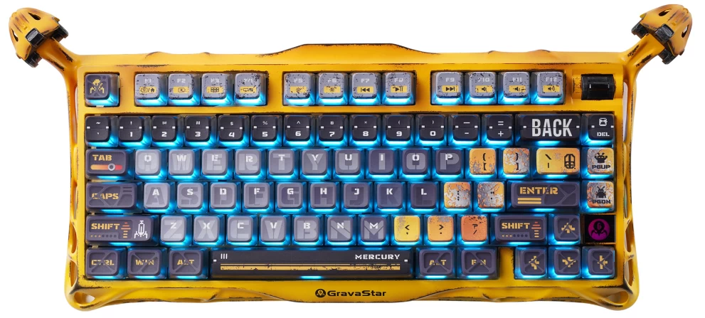 Клавиатура GravaStar Mercury K1 Pro, Battle-Worn Yellow, Mechanical, 79 keys EN, USB/BT/2.4GHz/ GS K1 PRO_YLW