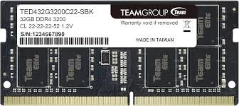 SODIMM DDR4 32GB DDR4 3200Mhz Team Group ELITE SO-DIMM TED432G3200C22-S01