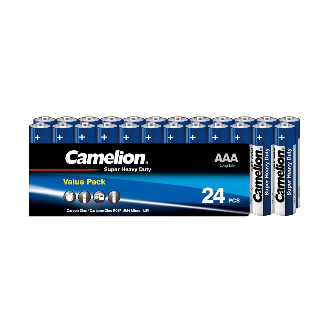 Батарейка, CAMELION, R03P-SP24B, Super Heavy Duty, AAA, 1.5V, 550 mAh, 24 шт., Плёнка
