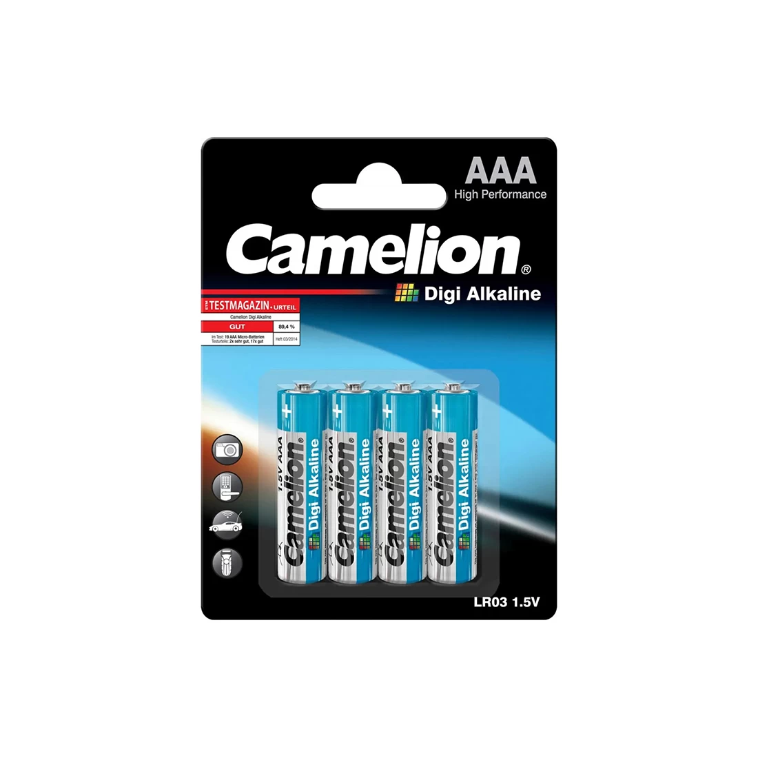 Батарейка, CAMELION, LR03-BP4DG, Digi Alkaline, AAA, 1,5V, 1250mAh, 4 шт,, Блистер
