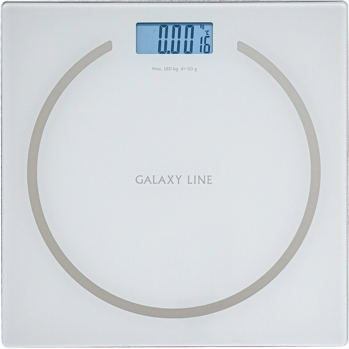 Весы напольные электронные GALAXY LINE GL 4815 БЕЛЫЕ, макс. допустимый вес 180 кг, элемент питания типа «AAA», 2 шт. (в комплекте), платформа из высок
