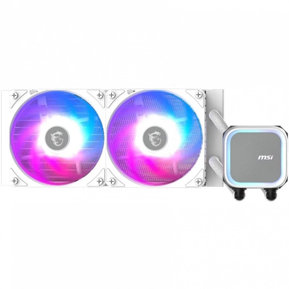 Водяное охлаждение для CPU MSI MAG CORELIQUID A13 240, 1700/1851/AM4/AM5, ARGB, Fan 2x120mm,  WHITE