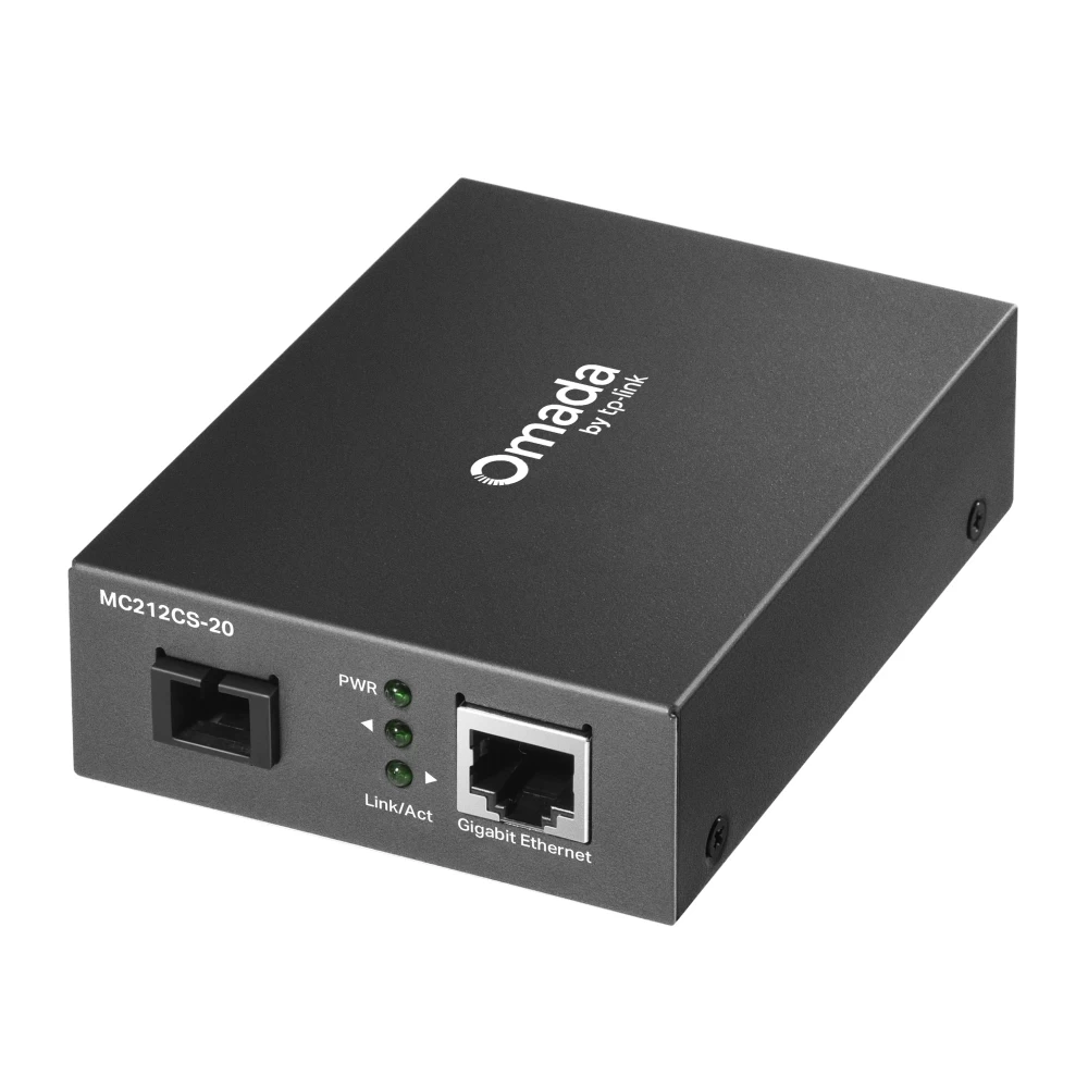 Оптический медиаконвертер GbE  WDM TP-LINK MC212CS-20 <1000BASE-TX to 1000BASE-FX Single mode SC fiber Converter, Full-duplex,Tx:1310nm, Rx:1550nm, up