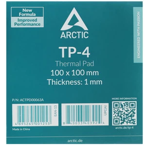 Термопрокладка ARCTIC TP-4, ACTPD00063A, 100x100x1.0мм, 50 Shore OO, плотность 3.4г/см³, -40°C до +150°C, Grey